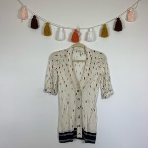 Anthro Moth Painted People Short Sleeve Cardigan M